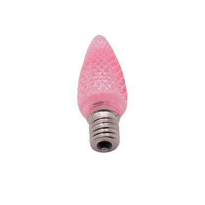 25 Pack C9 LED Replacement Christmas Light Bulb, C9 Shatterproof LED Bulb for Christmas String Light, E17 Intermediate Base, Commercial Grade Bulbs, 5 Diode (LED's-Pink)