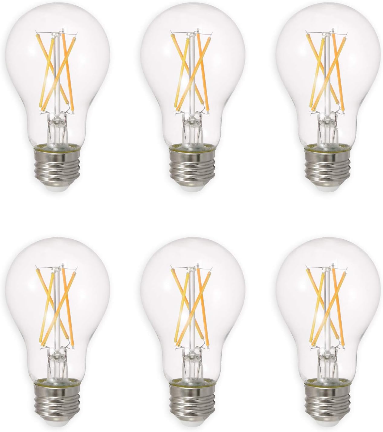 LED TruWave Natural Series Light Bulb, 60W Equivalent, Efficient 8W A19, Medium Base, Dimmable, 800 Lumens, 2700K, Soft White, Clear - 6 Count (Pack of 1) (40806)