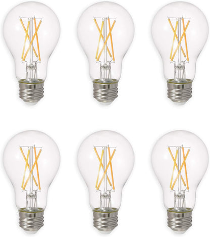 LED TruWave Natural Series Light Bulb, 60W Equivalent, Efficient 8W A19, Medium Base, Dimmable, 800 Lumens, 2700K, Soft White, Clear - 6 Count (Pack of 1) (40806)