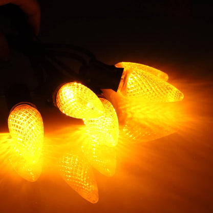 25 Pack C9 LED Replacement Christmas Light Bulb, C9 Shatterproof LED Bulb for Christmas String Light, E17 Intermediate Base, Commercial Grade Bulbs, 5 Diode (LED's-Yellow)
