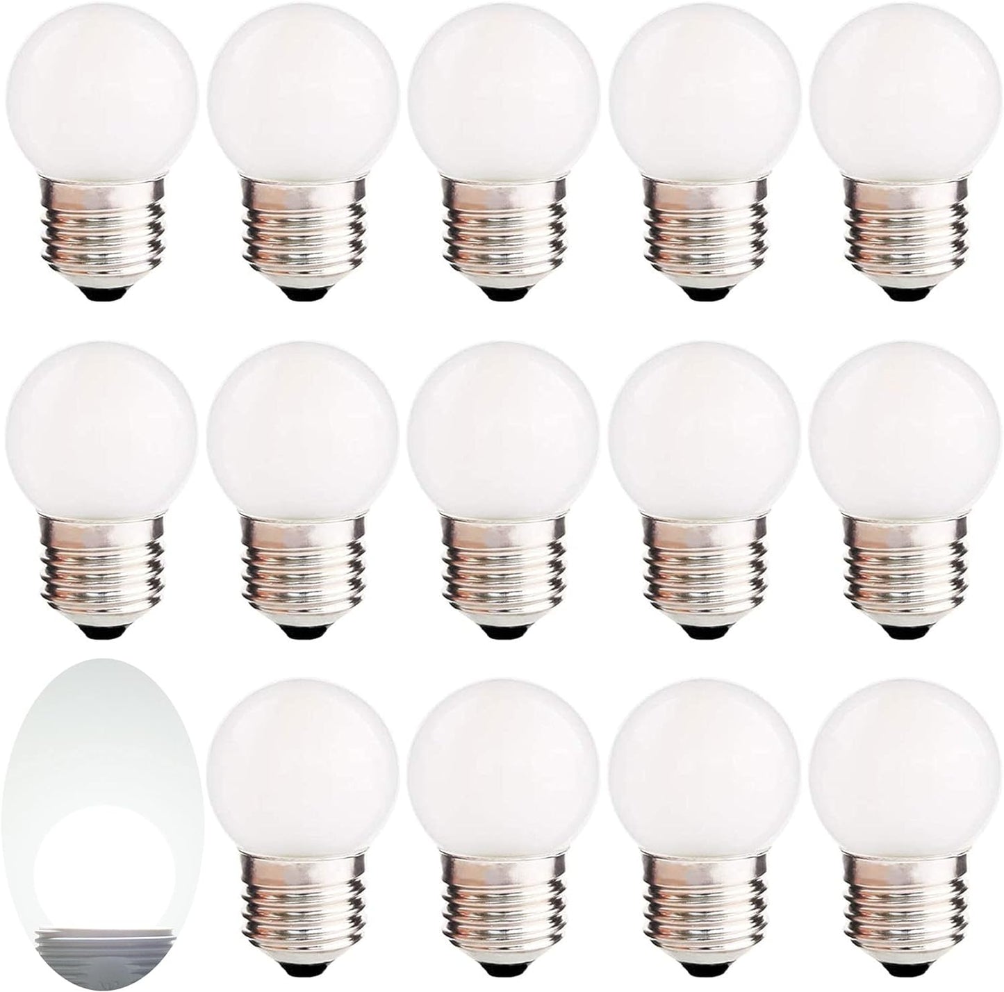 G40 1.5w Low Wattage Led Bulb Equivalent 15 Watt Standard E26 Base G14 Small Low Power Light Bulb, Frosted, Warm White 2700k, CRI 90+, 150lm, Pack of 2