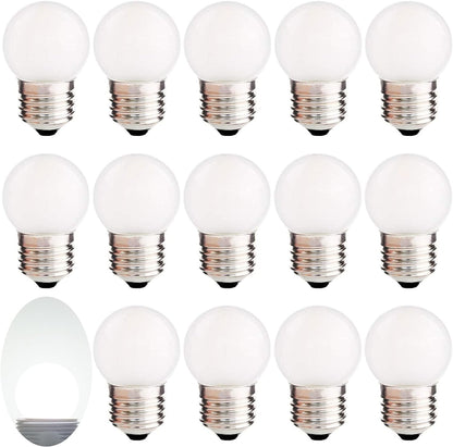 G40 1.5w Low Wattage Led Bulb Equivalent 15 Watt Standard E26 Base G14 Small Low Power Light Bulb, Frosted, Warm White 2700k, CRI 90+, 150lm, Pack of 2