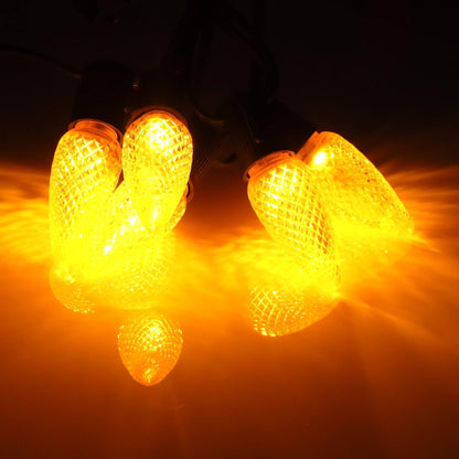 25 Pack C9 LED Replacement Christmas Light Bulb, C9 Shatterproof LED Bulb for Christmas String Light, E17 Intermediate Base, Commercial Grade Bulbs, 5 Diode (LED's-Yellow)