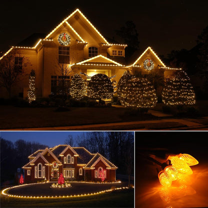 25 Pack C7 Led Replacement Bulbs, Commercial Grade 3 SMD LEDs in Each C7 Faceted Lights Bulb for Outdoor String Lights Decoration (Yellow)