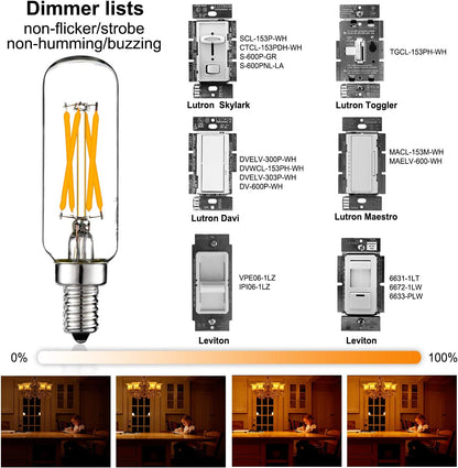 LED Bulb Dimmable 6W Equal Warm White 2700K T6 T25 E12 Candelabra Bulb 60 watt for Chandeliers,Ceiling Fan,Pendant,Wall sconces AC120V 600LM e12 Light Bulb 6Pack