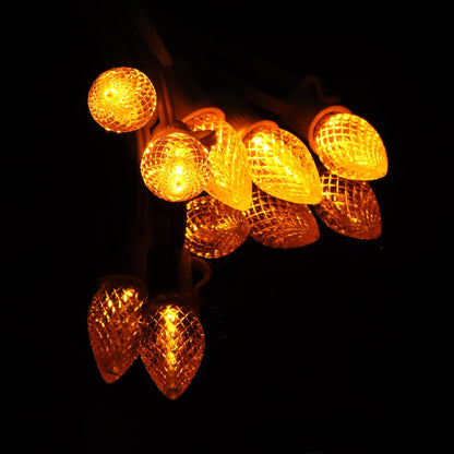 25 Pack C7 Led Replacement Bulbs, Commercial Grade 3 SMD LEDs in Each C7 Faceted Lights Bulb for Outdoor String Lights Decoration (Yellow)