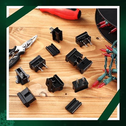 Christmas Female and Male Slip Plug Electrical Vampire Plug Lighting Outlet Green Zip Plug Gilbert Plug Male Female Slide Plug Inline Plug Adapter for Xmas Holiday Party (SPT-1, 25 Pieces)