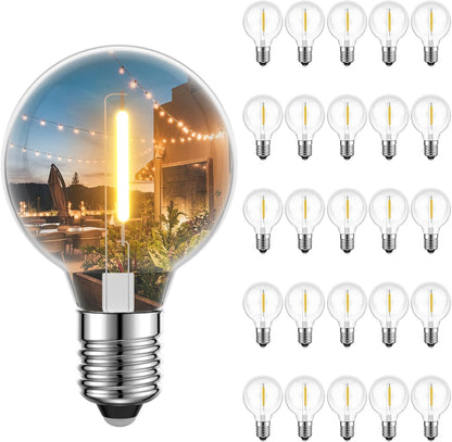 LED String Light Bulbs, ST38 Shatterproof LED Replacement Bulbs for Outdoor String Lights Eidison Bulb fits E12 C7 Screw Base, 1Watt Equvanlent to 7Watt Incandescant Bulbs, Warm White, 25 Pack